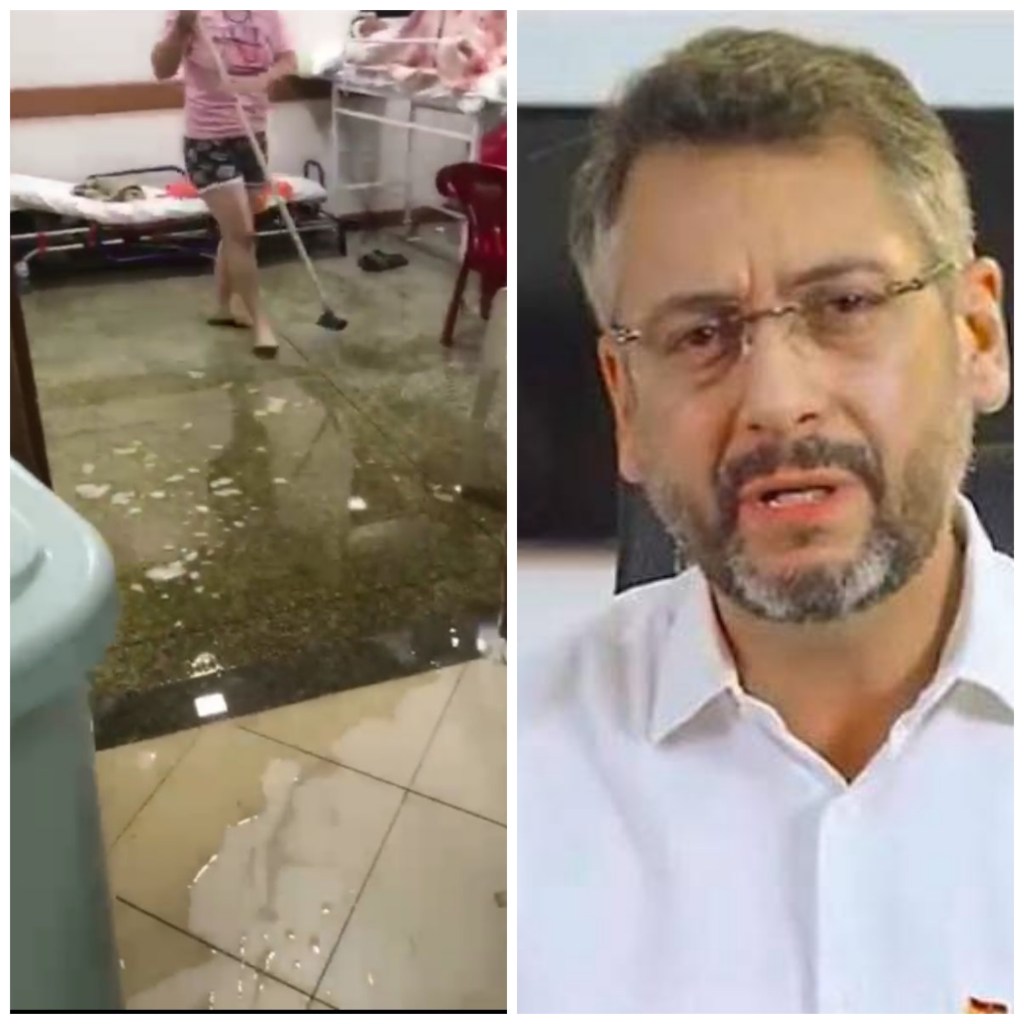 Maquiagem no Hospital de Emergência do Amapá cai por terra com o primeiro temporal, revelando descaso de Clécio Luis com a saúde&nbsp;pública